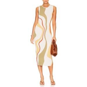 Minkpink 'Ziggy' White Knitted Ponte Midi Dress Size S